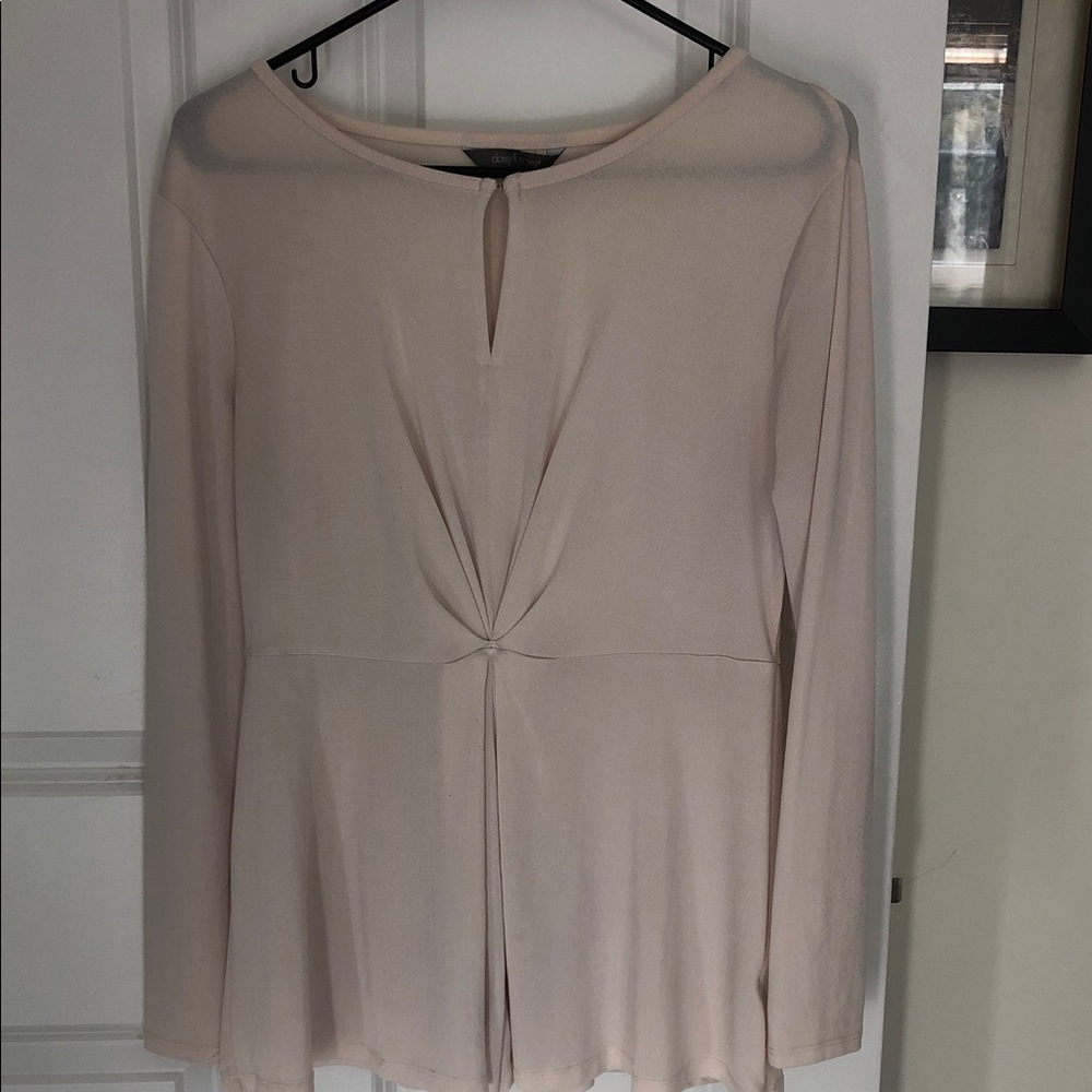 Daisy Fuentes cream Twist-Front Long Sleeve Tunic